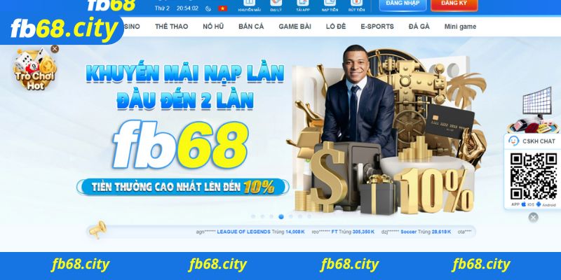 Điều kiện nạp tiền trên trang FB68