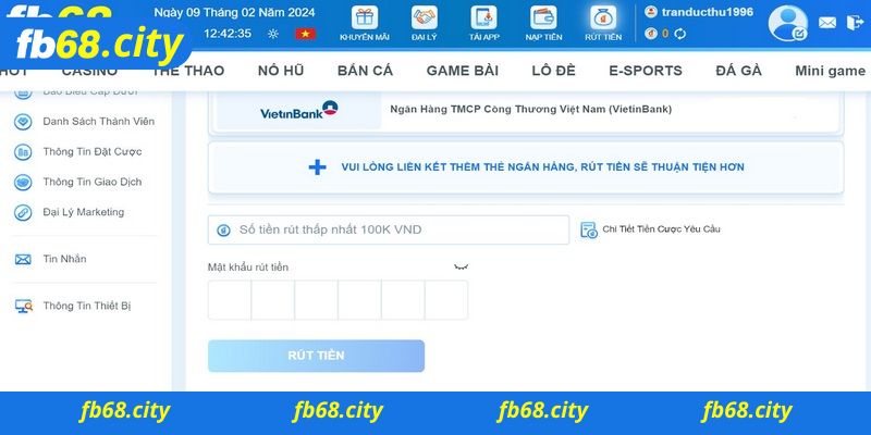 Hướng dẫn chi tiết cách rút tiền Fb68 nhanh chóng